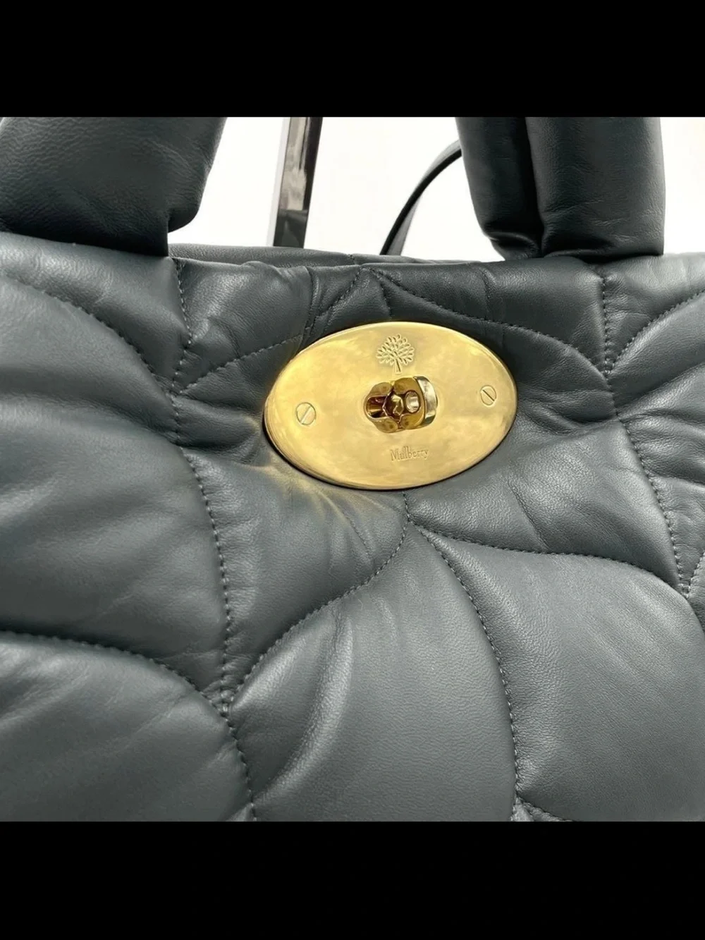 Mulberry Black Quilted Leather Tote with Gold Hardware